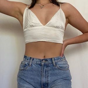 Zara white silk bra top